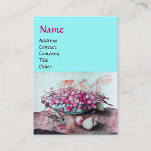 Cartão De Visita FRUTAS DA SEASON /STRAWBERRIES, PÁARS Azul Rosa