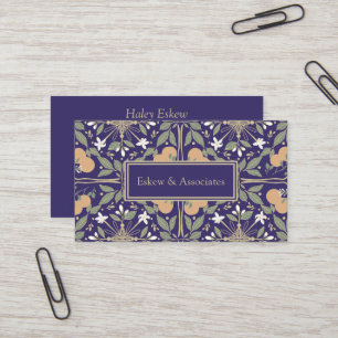 Cartão De Visita Frutas e Flores Elegante Roxo
