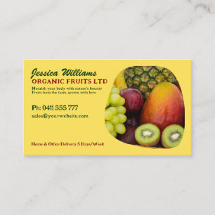 Cartão De Visita Frutas orgânicas de vibração fresca com código QR