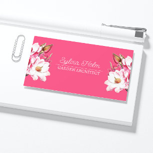 Cartão De Visita Fuchsia Magenta Vintage Magnolia Nome Botânico