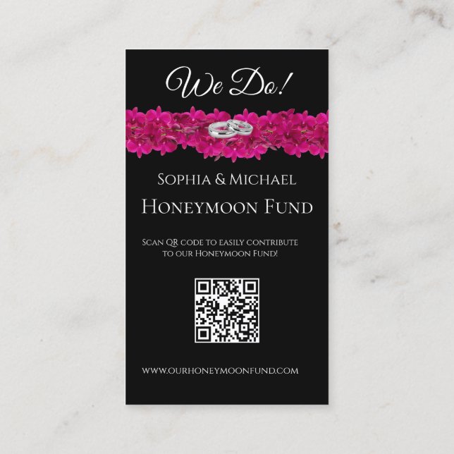 Cartão De Visita Fuchsia Orchids - We Do-Wedings-Registry- (Verso)