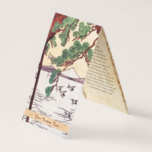 Cartão De Visita Fuji, aves da árvore marinha ukiyo-e, Legal japon