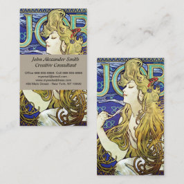 Cartão De Visita Fumaça Elegante, Trabalho de Alphonse Mucha Art No