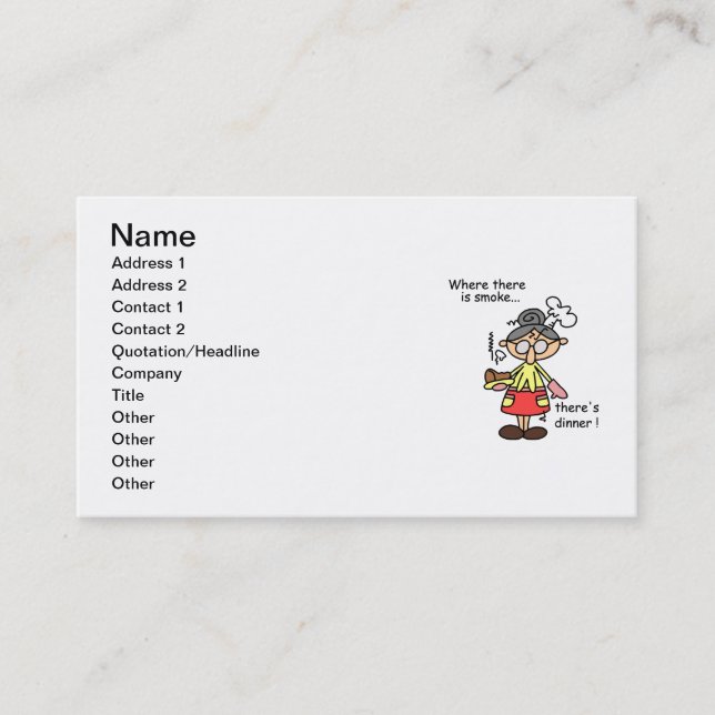 Cartão De Visita Fumo e t-shirt e presentes do comensal (Frente)