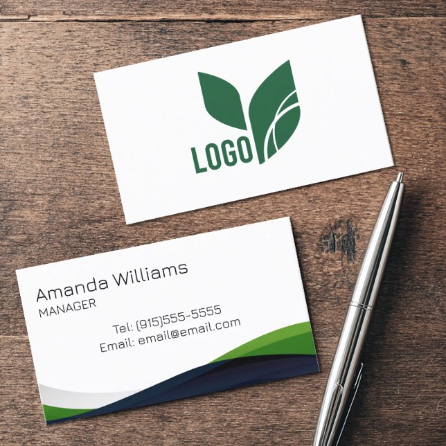 Cartão De Visita Funcionário de Swirl Verde Moderno (Modern green swirl business card)