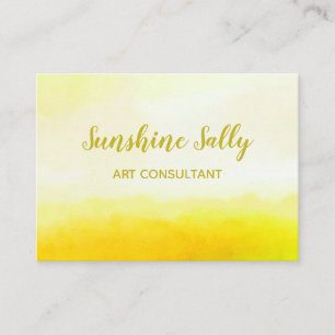 Cartão De Visita Fundo amarelo da lavagem da aguarela do chique