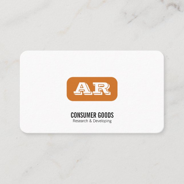 Cartão De Visita Fundo Arredondado do Monograma (laranja) (Frente)