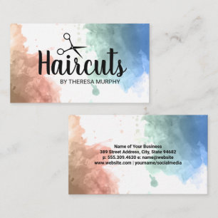 Cartão De Visita Fundo da Aquarela  Tesouras  Corte