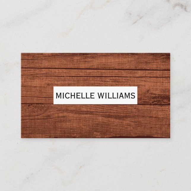 Cartão De Visita Fundo da madeira de madeira (Frente)