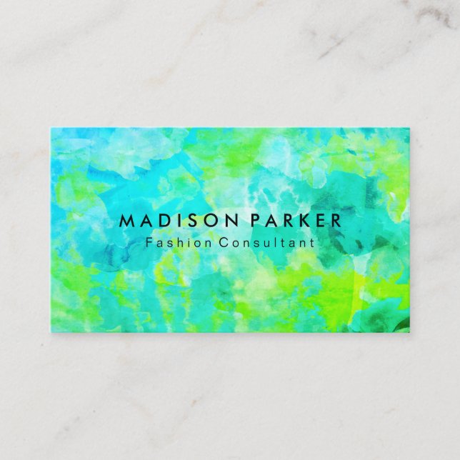 Cartão De Visita Fundo de Cor de Água Moderna (Frente)