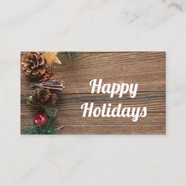 Cartão De Visita fundo de madeira com pinhas     (Frente)