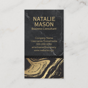 Cartão De Visita Fundo de Marble Preto Dourado mármore