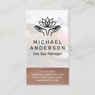 Cartão De Visita Fundo do Bamboo   Ícone Lotus das Mãos de Reparo