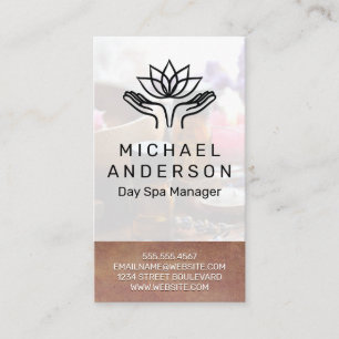 Cartão De Visita Fundo do Bambu  Ícone Lotus De Mãos De Reparaç