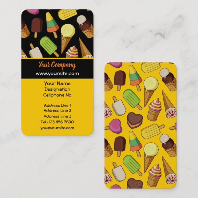 Cartão De Visita Fundo do sorvete (Frente/Verso)
