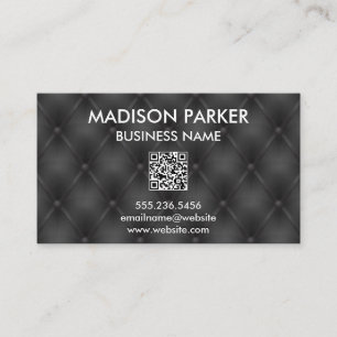 Cartão De Visita Fundo em Retorno do Botão Preto  Rótulo QR