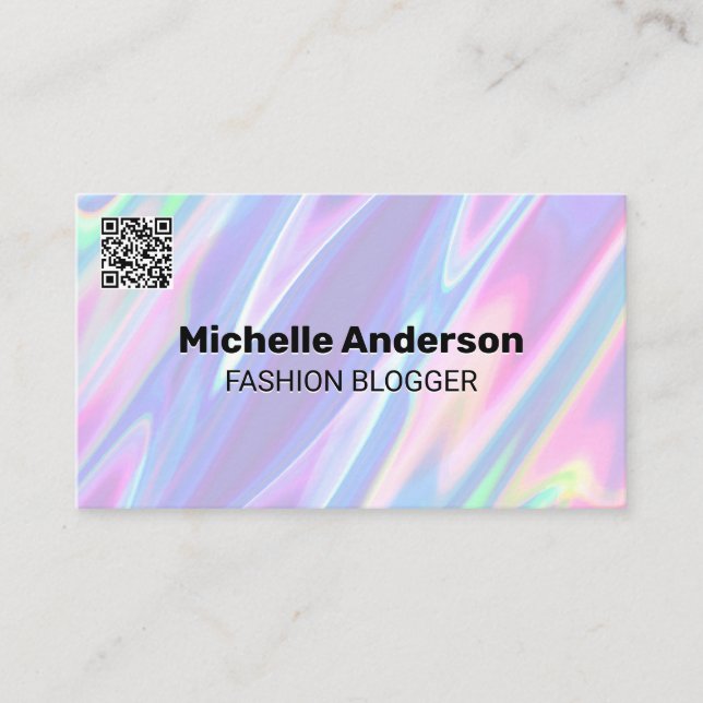 Cartão De Visita Fundo Líquido Arco-Íris | código QR (Frente)