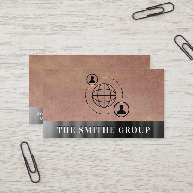 Cartão De Visita Fundo Metálico do Ícone de Comunicação de Rede (Frente/Verso In Situ)