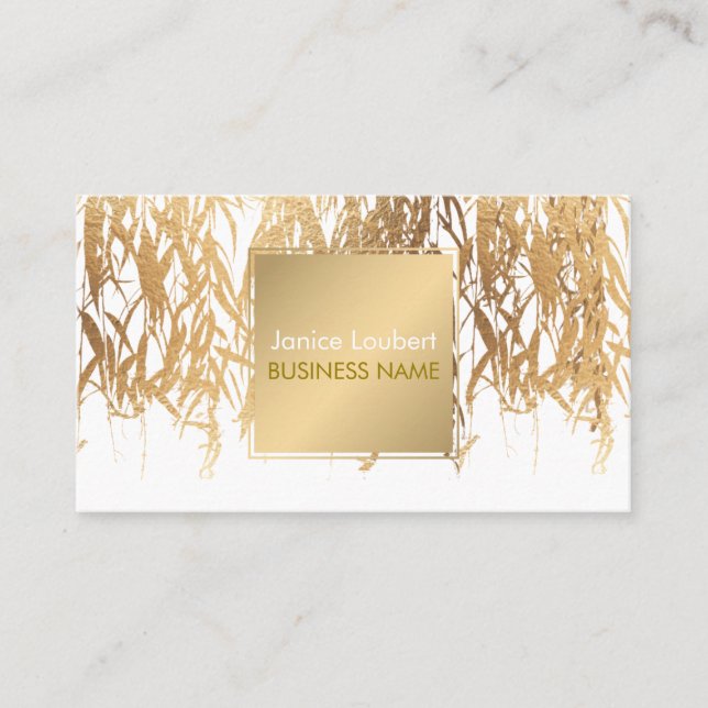 Cartão De Visita Fundo PixDezines Willow/Faux Gold Foil/DIY (Frente)