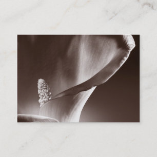 Cartão De Visita Fundo Preto de Flor Lily Branco