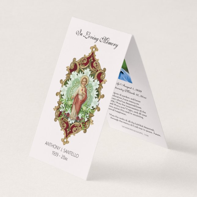 Cartão De Visita Funeral Católico Jesus Oração Santa (Frente)