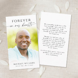 Cartão De Visita Funeral Forever In Our Hearts Photo Prayer Card
