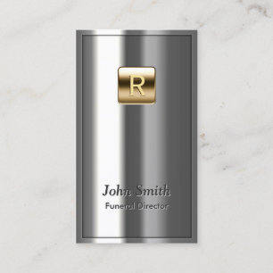 Cartão de Visita Funeral Metálico Logotipo Dourado