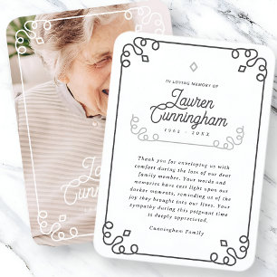 Cartão De Visita Funeral Simples Preto e Branco Moderno Obrigado