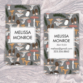 Cartão De Visita Fungi fungos fungos Ferns Pattern ilustrado