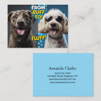 Cartão De Visita Funny Dog Grooming From Ruff to Fluff!” Cartoon