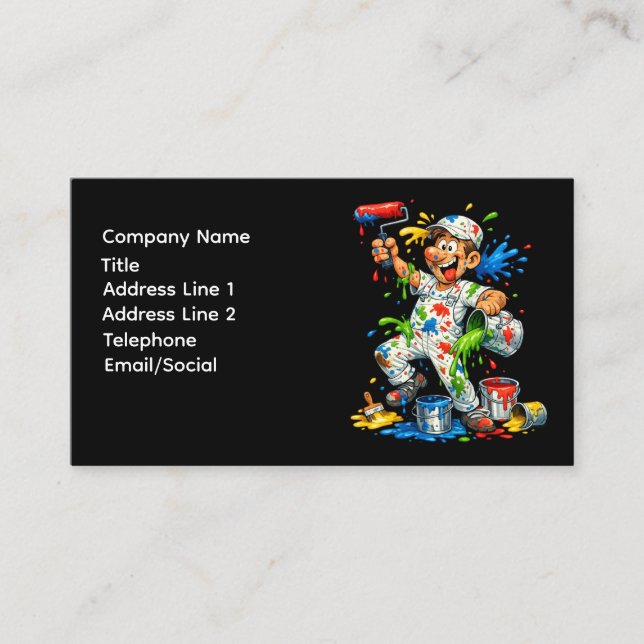 Cartão De Visita Funny Painter Cartoon Painter Business Card (Frente)