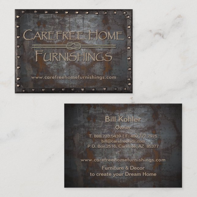 Cartão De Visita Furnishings Rusty Metal Frame Vintage (Frente/Verso)