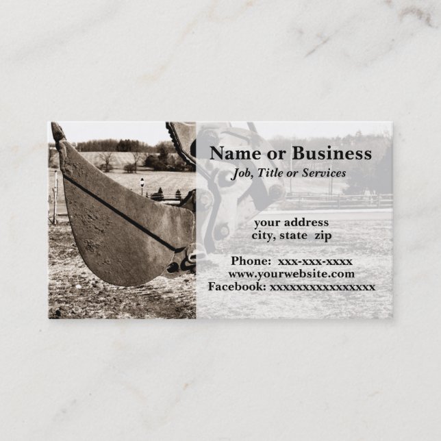 Cartão De Visita furo para backhoe (Frente)