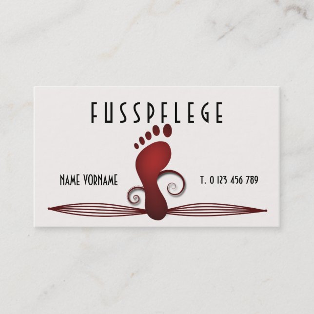 Cartão De Visita fusspflege cuidado pé (Frente)