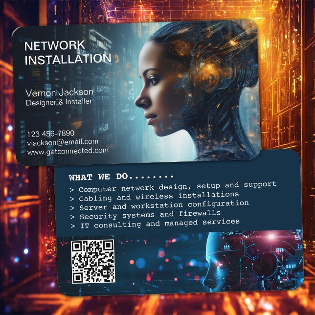 Cartão De Visita Futurística Network Installation Company (Criador carregado)