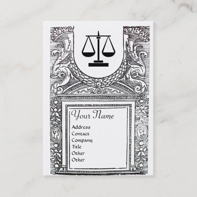 Cartão De Visita GABINETE JURÍDICO, ATTORNEY Black White Monograma (Frente)