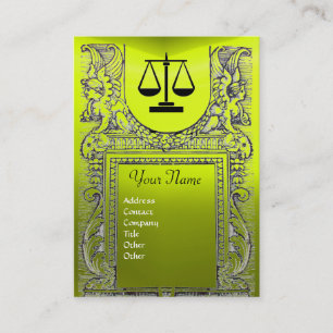 Cartão De Visita GABINETE JURÍDICO, ATTORNEY Monograma amarelo