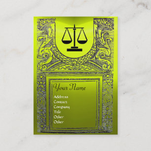 Cartão De Visita GABINETE JURÍDICO, ATTORNEY Monograma amarelo