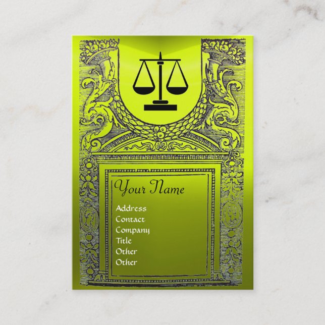 Cartão De Visita GABINETE JURÍDICO, ATTORNEY Monograma amarelo (Frente)