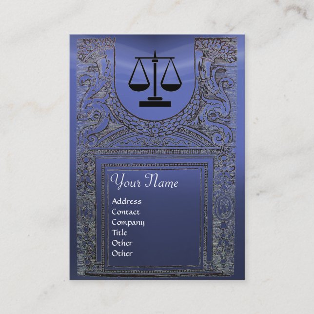 Cartão De Visita GABINETE JURÍDICO, ATTORNEY Monograma, azul (Frente)