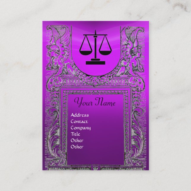 Cartão De Visita GABINETE JURÍDICO, ATTORNEY Monograma roxo (Frente)