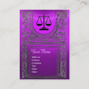 Cartão De Visita GABINETE JURÍDICO, ATTORNEY Monograma roxo
