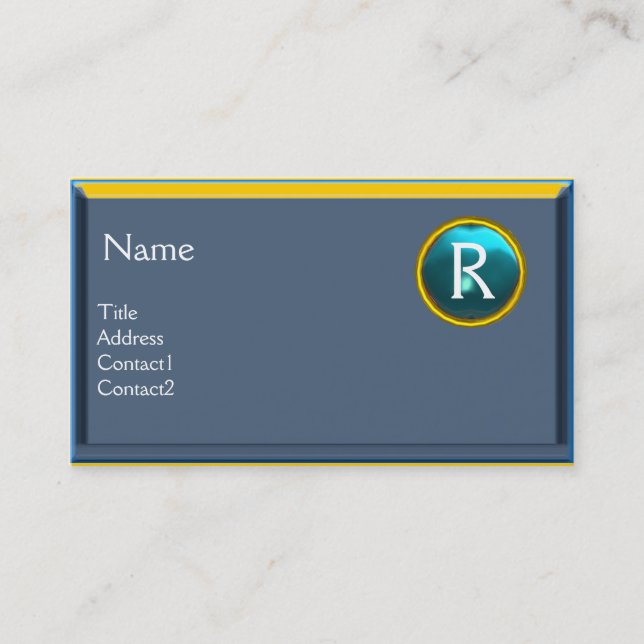 Cartão De Visita GABINETE JURÍDICO, ATTORNEY Monograma - safira azu (Frente)