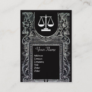 Cartão De Visita GABINETE JURÍDICO, ATTORNEY Monogramas Black White