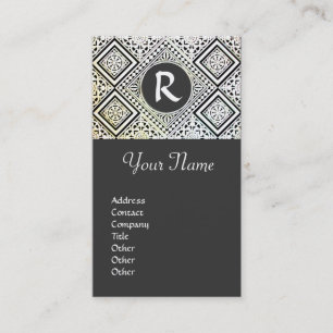 Cartão De Visita GABINETE JURÍDICO, cinza DE MONograma DAMASK