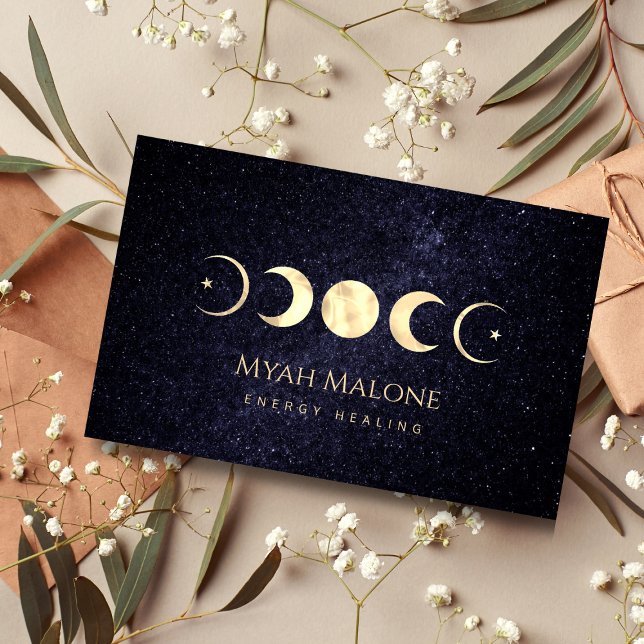 Cartão De Visita Galáxia da Moon Fase Galáxia Ioga Calor Energético (Criador carregado)