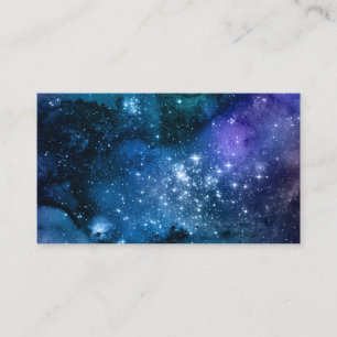 Cartão De Visita Galáxia Noite Estrelada Nebulosa Azul Espaço Cósmi