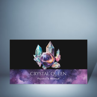 Cartão De Visita Galáxia Roxa Média Psíquica Bola Cristal Mística