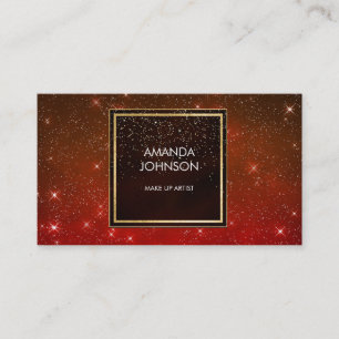 Cartão De Visita Galáxias Estrelas Ouro Preto Vermelho Confetti Vip