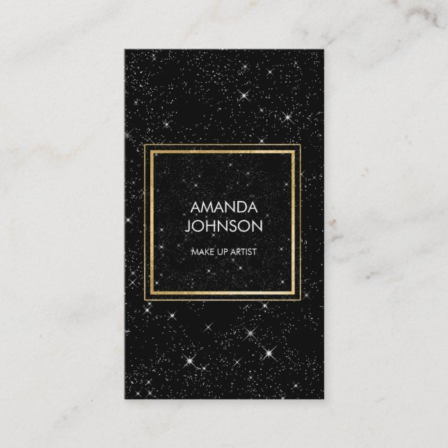 Cartão De Visita Galáxias Estrelas Ouro Vip de Elegância de Glam Pr (Frente)